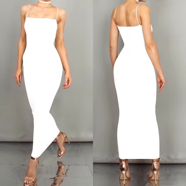 Vestido longo de suspensão feminino