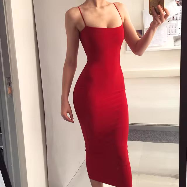 Vestido longo de suspensão feminino